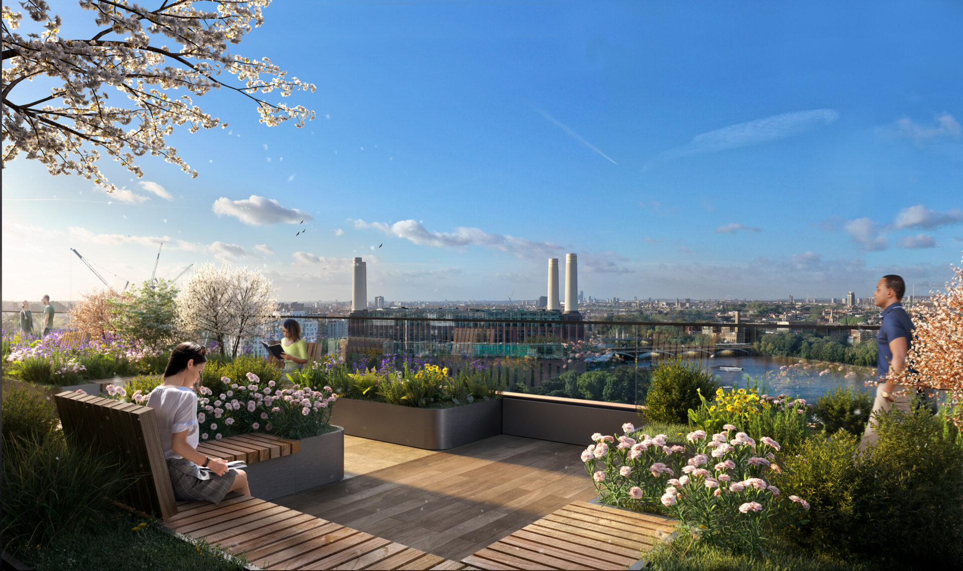 AN ARTIST’S IMPRESSION OF THE VIEW SOUTH THE BUILDING FROM THE 12TH FLOOR TERRACE
